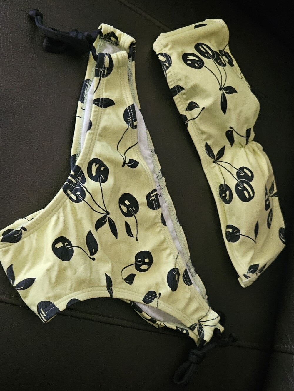 Rampage Yellow Bikini Set with Black Cherry Print